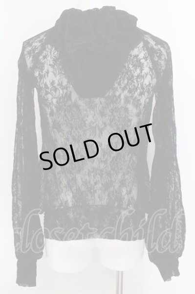 画像3: IFSIXWASNINE / PK　フロッキーレースバルーン袖パーカー 0（レディース） ブラック O-24-08-11-001-IF-to-YM-OS (3)