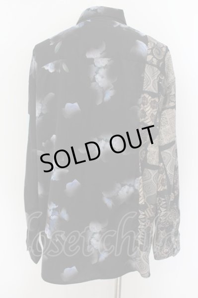 画像2: KMK(KINGLY MASK)  / タイ付き柄切替えシャツ M ブラック O-24-08-11-013-KM-sh-YM-ZT108 (2)