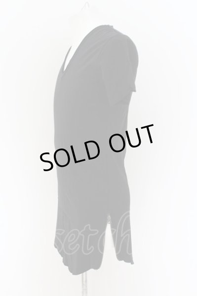 画像2: CIVARIZE / 脇ZIP無地ロングVネックTシャツ 44 ブラック O-24-08-14-037-CI-ts-YM-OS (2)