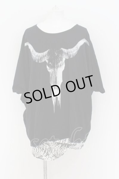 画像1: CIVARIZE / プリントポンチョ2Pレイヤードトップス 46  ブラックxホワイト O-24-08-14-038-CI-ts-YM-OS (1)