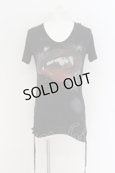画像1: CIVARIZE / Upheaval サイドギャザーリップTシャツ 46 ブラック O-24-08-14-051-CI-ts-YM-OS (1)
