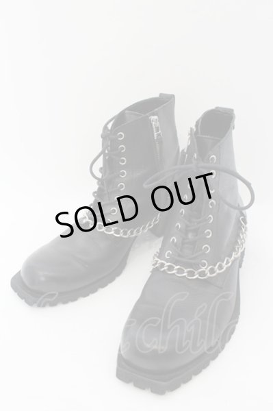 画像1: CIVARIZE / Amazing チェーン付きレースアップブーツ 43（26.5〜27cm） ブラック O-24-08-14-072-CI-sho-YM-ZT4000 (1)