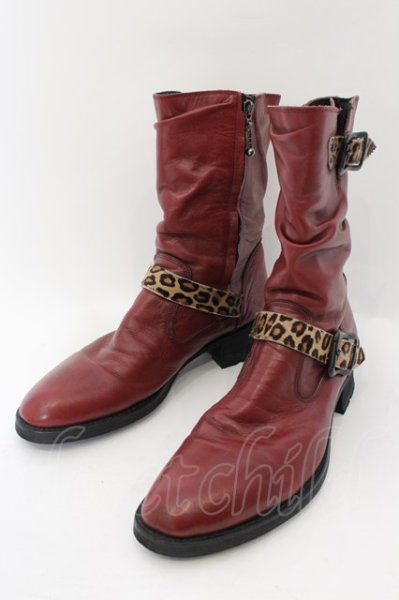 画像1: CIVARIZE / Revolverレオパードベルテッドエンジニアブーツ 43(26.5〜27cm) ワイン O-24-08-14-073-CI-sho-YM-ZT-S005 (1)
