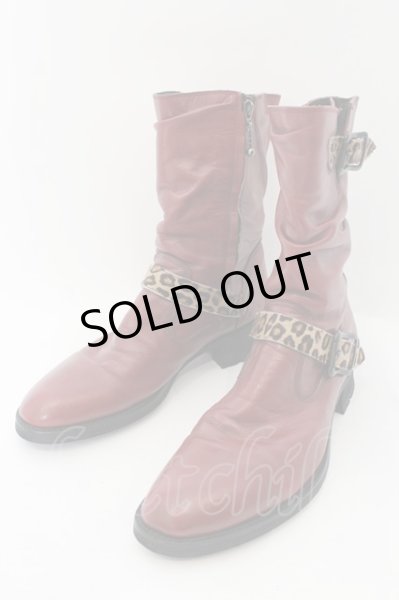 画像1: CIVARIZE / Revolverレオパードベルテッドエンジニアブーツ 43(26.5〜27cm) ワイン O-24-08-14-073-CI-sho-YM-ZT-S005 (1)
