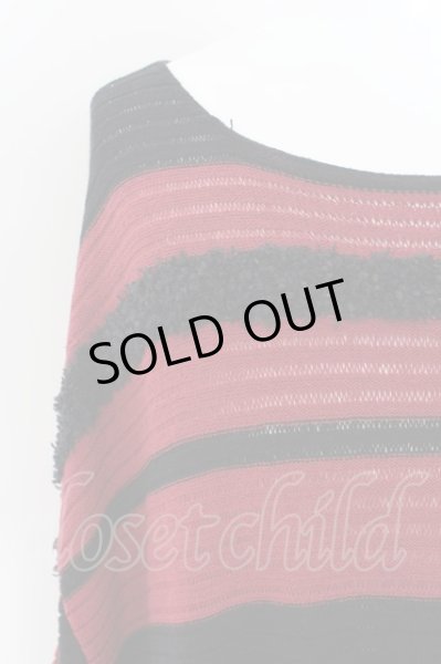 画像2: CIVARIZE / Ciel フリンジドルマンニットポンチョ F ブラックｘレッド O-24-08-14-013-CI-to-YM-OS (2)