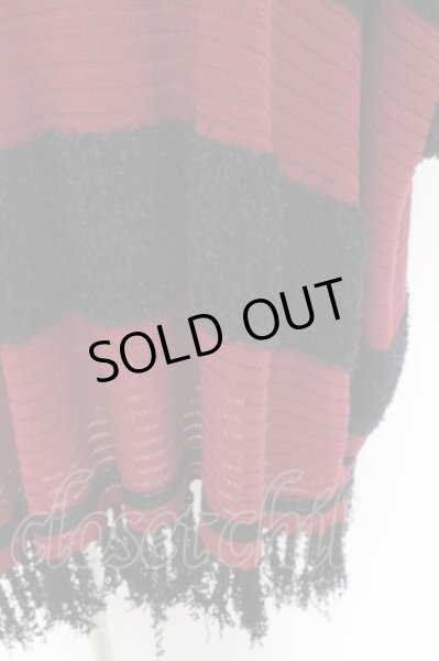 画像3: CIVARIZE / Ciel フリンジドルマンニットポンチョ F ブラックｘレッド O-24-08-14-013-CI-to-YM-OS (3)