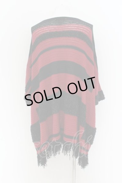 画像4: CIVARIZE / Ciel フリンジドルマンニットポンチョ F ブラックｘレッド O-24-08-14-013-CI-to-YM-OS (4)