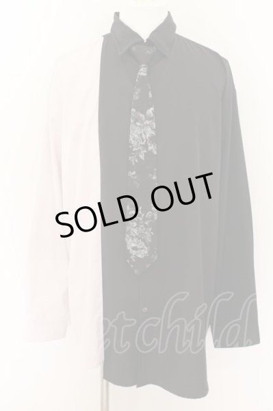 画像1: CIVARIZE / ネクタイ付きバイカラーシャツ F ブラックｘホワイト O-24-08-18-027-CI-sh-YM-OS (1)