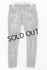 CIVARIZE / Notice リメイクコーティングスキニーデニムパンツ 44 ブラックｘシルバー O-24-08-21-041-CI-pa-YM-ZT067