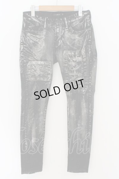 画像1: CIVARIZE / Notice リメイクコーティングスキニーデニムパンツ 44 ブラックｘシルバー O-24-08-21-041-CI-pa-YM-ZT067