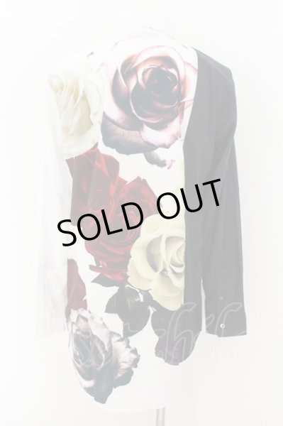 画像2: CIVARIZE / フラワープリント切り替えバイカラーシャツ 46 ホワイトｘブラック O-24-08-21-012-CI-sh-YM-OS (2)