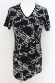 画像1: CIVARIZE / チェーン総柄サイドZIPTシャツ 46 ブラック O-24-08-21-002-CI-ts-YM-ZT220 (1)