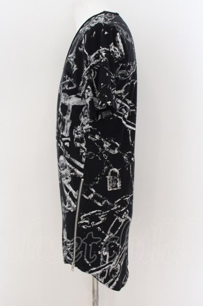 画像2: CIVARIZE / チェーン総柄サイドZIPTシャツ 46 ブラック O-24-08-21-002-CI-ts-YM-ZT220 (2)