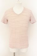 TORNADO MART / タックジャガードジャージー VネックTシャツ  ピンク O-24-08-24-032-TO-ts-YM-ZT332