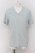 TORNADO MART / ダイヤプリーツタックJQ半袖Vネックカットソー(マスキュリン) L サックスブルー O-24-08-25-028-TO-ts-YM-ZT151