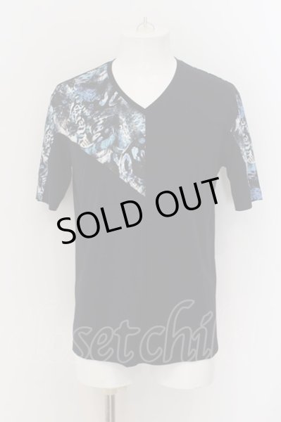 画像1: TORNADO MART / パイソンプリント切替Tシャツ LL ブラックｘパターン O-24-08-25-043-TO-ts-YM-ZT130 (1)