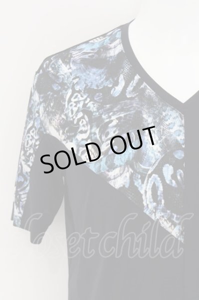 画像2: TORNADO MART / パイソンプリント切替Tシャツ LL ブラックｘパターン O-24-08-25-043-TO-ts-YM-ZT130 (2)