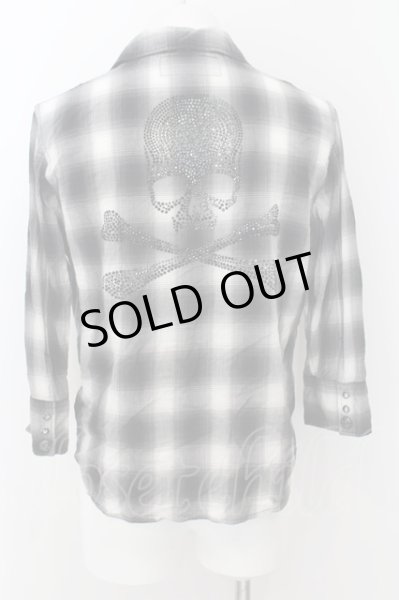 画像3: Roen / バックスワロフスキースカルチェック六部袖シャツ 48 ブラック O-24-08-29-010-Ro-sh-YM-OS (3)