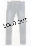 Roen Jeans / レオパードラインペインティングスキニーデニムパンツ 30 インディゴ O-24-08-29-100-Ro-pa-YM-ZT252