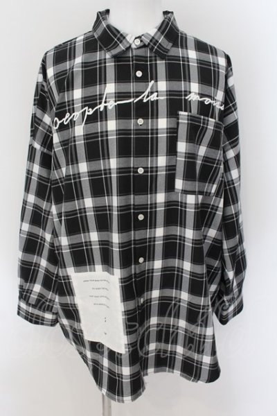 画像1: AFYF（rovtski） / BACK ZIP シャツ F ブラックｘホワイト O-24-08-29-133-AF-sh-YM-ZT163