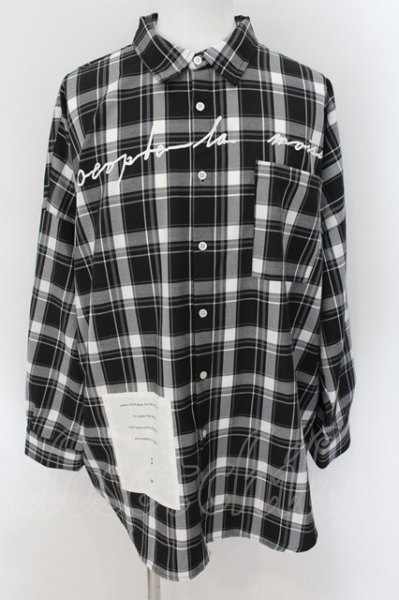 画像1: AFYF（rovtski） / BACK ZIP シャツ F ブラックｘホワイト O-24-08-29-133-AF-sh-YM-ZT163 (1)