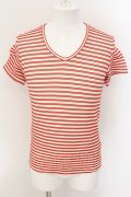 TORNADO MART / ボーダータックジャガードTシャツ M レッド O-24-08-29-137-TO-ts-YM-ZT241