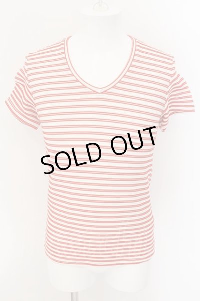 画像1: TORNADO MART / ボーダータックジャガードTシャツ M レッド O-24-08-29-137-TO-ts-YM-ZT241 (1)