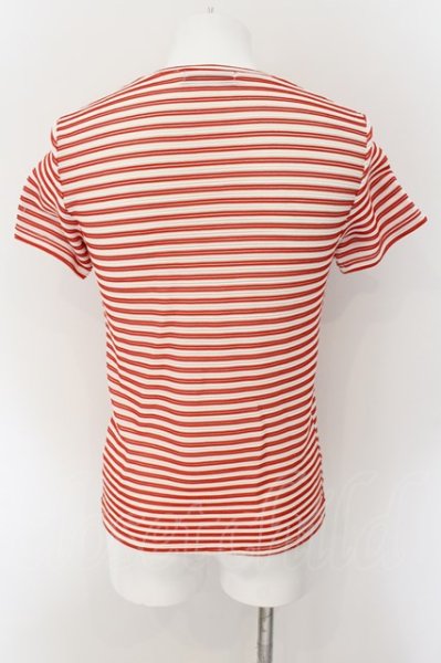 画像2: TORNADO MART / ボーダータックジャガードTシャツ M レッド O-24-08-29-137-TO-ts-YM-ZT241 (2)