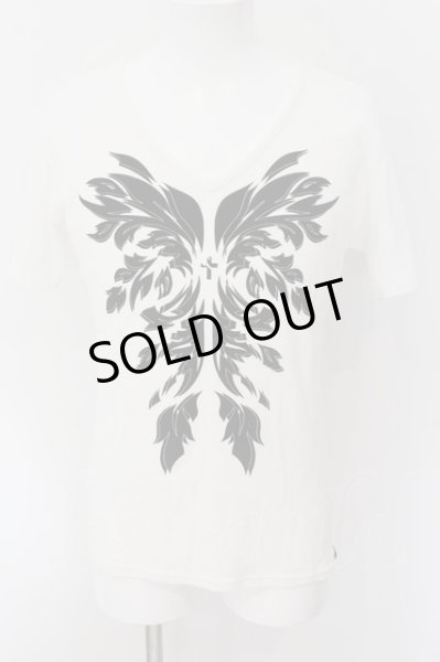 画像1: kiryuyrik / フェザークロスプリントフライスVネックTシャツ M ホワイト O-24-08-29-140-ki-ts-YM-ZT396 (1)