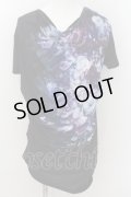 CIVARIZE / モードドレープフラワーTシャツ 44 ブラックｘブルー O-24-08-29-021-CI-ts-YM-ZT273