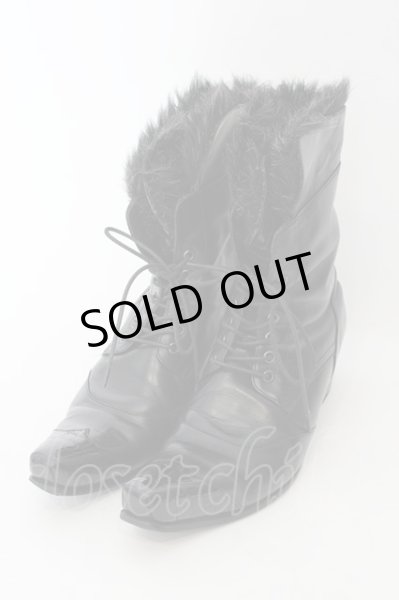 画像1: TORNADO MART / ポインテッドエンボスファーブーツ M(27cm相当) ブラック O-24-08-29-185-TO-sho-YM-ZT (1)