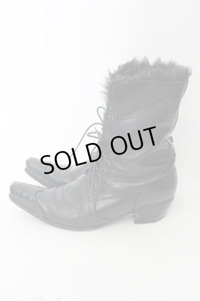 画像3: TORNADO MART / ポインテッドエンボスファーブーツ M(27cm相当) ブラック O-24-08-29-185-TO-sho-YM-ZT (3)