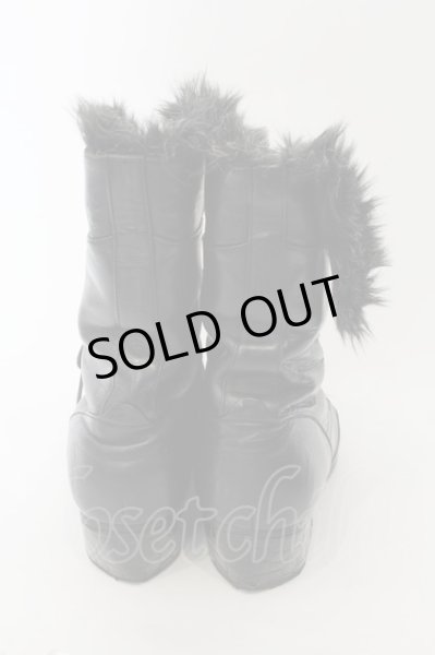 画像4: TORNADO MART / ポインテッドエンボスファーブーツ M(27cm相当) ブラック O-24-08-29-185-TO-sho-YM-ZT (4)