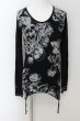 画像1: CIVARIZE / Maledictサイドギャザーローズスカル変形ロングカットソー 46 ブラック O-24-08-29-028-CI-to-YM-ZY (1)