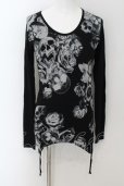 画像1: CIVARIZE / Maledictサイドギャザーローズスカル変形ロングカットソー 46 ブラック O-24-08-29-028-CI-to-YM-ZY (1)