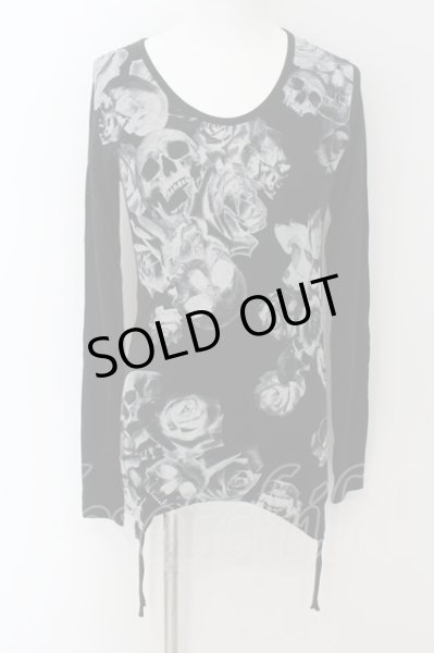 画像1: CIVARIZE / Maledictサイドギャザーローズスカル変形ロングカットソー 46 ブラック O-24-08-29-028-CI-to-YM-ZY (1)
