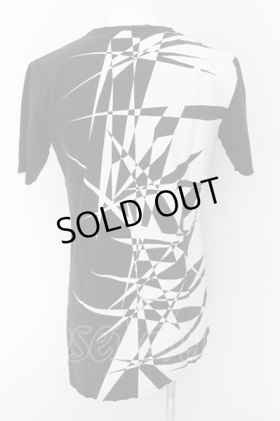 画像2: CIVARIZE / ジオメトリック総柄変形ロングTシャツ 46 ブラックｘホワイト O-24-08-29-030-CI-ts-YM-ZT213 (2)