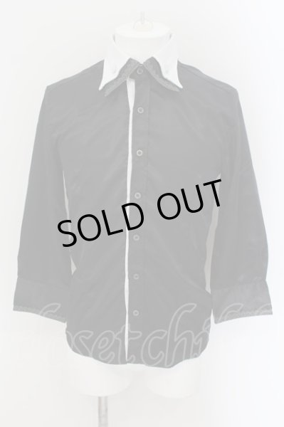 画像1: MURDER LICENSE / レイヤード襟七分袖ドレスシャツ 46 ブラックxホワイト O-24-08-29-035-MU-sh-YM-ZT (1)