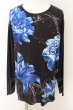 画像1: CIVARIZE / フラワー総柄ドレープカットソー 46 ブラックxブルー O-24-09-02-049-CI-to-YM-OS (1)