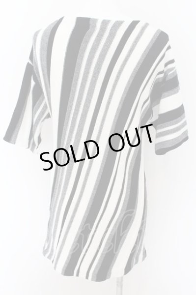 画像2: CIVARIZE / Stroll レジメンタルニットTシャツ 46 ブラックｘホワイト O-24-09-02-051-CI-ts-YM-OS (2)