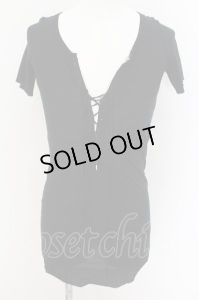 画像1: IFSIXWASNINE / LACE UP/HS　ストライプ　Tシャツ レディース3 ブラック O-24-09-02-080-IF-to-YM-ZT327 (1)