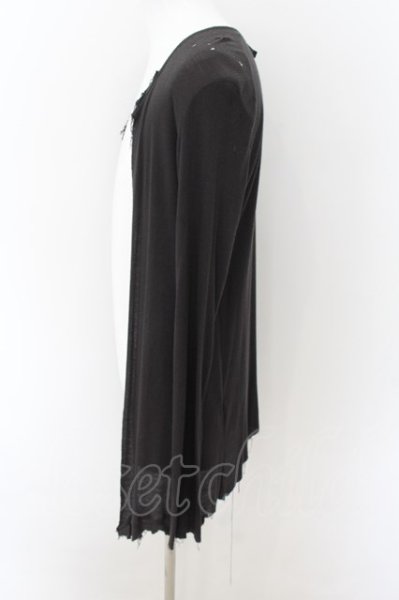 画像2: 14th Addiction / デストロイリブカーディガン 1 ブラック O-24-09-02-081-14-to-YM-ZT170 (2)