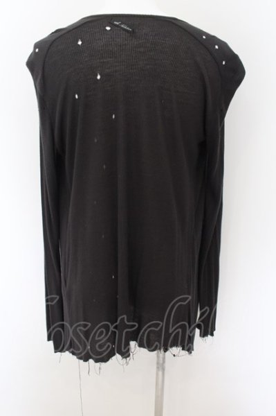 画像3: 14th Addiction / デストロイリブカーディガン 1 ブラック O-24-09-02-081-14-to-YM-ZT170 (3)