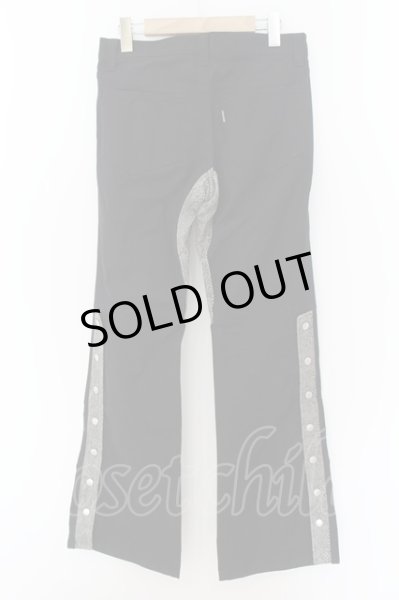 画像2: TORNADO MART / パイピングパイソンストレッチベルボトム　フレアパンツ M ブラックｘグレー O-24-09-02-097-TO-pa-YM-OS (2)