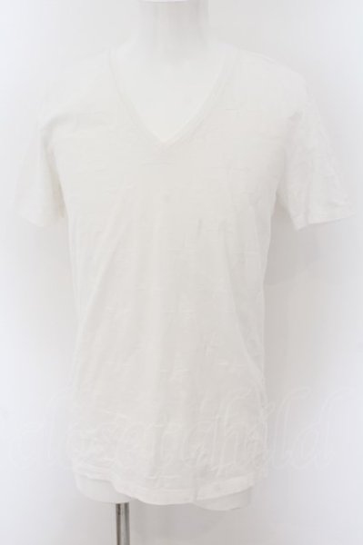 画像1: NO ID. / スタージャガードVネックTシャツ 1 ホワイト O-24-09-02-002-NO-ts-YM-ZT223 (1)