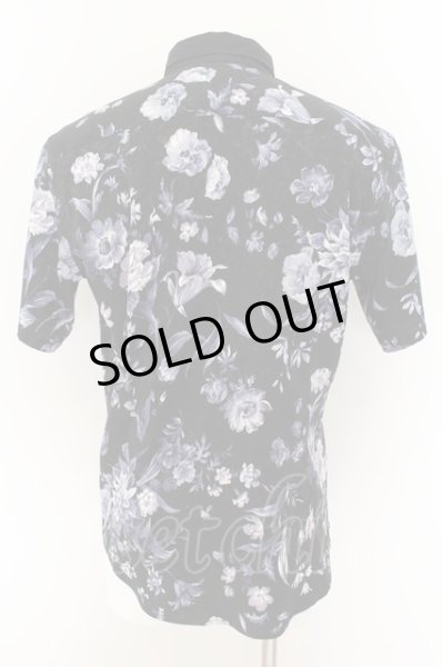 画像2: TORNADO MART / フラワープリント半袖クレリックシャツ LL ブラックｘブルー O-24-09-02-017-TO-sh-YM-OS (2)