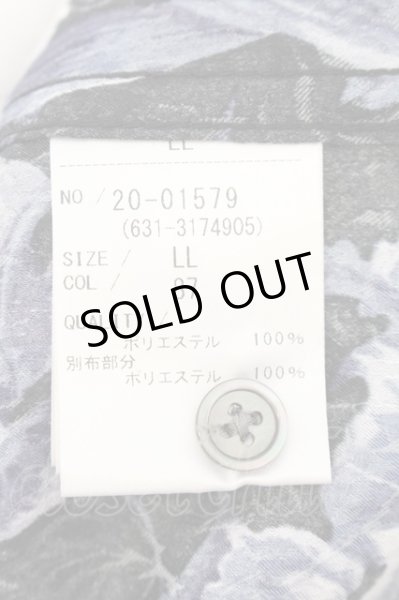 画像3: TORNADO MART / フラワープリント半袖クレリックシャツ LL ブラックｘブルー O-24-09-02-017-TO-sh-YM-OS (3)