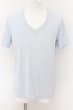 画像1: TORNADO MART / ウェーブジャカードVネック半袖カットソーTシャツ LL サックスブルー O-24-09-02-018-TO-ts-YM-ZT224 (1)