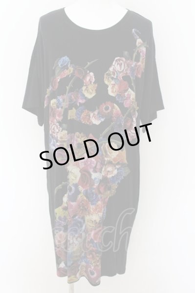 画像1: CIVARIZE / フラワー柄スーパービッグTシャツ F ブラック O-24-09-02-033-CI-to-YM-OS (1)
