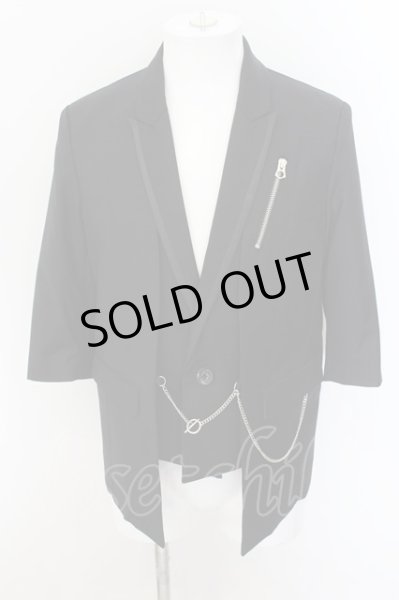 画像1: CIVARIZE / チェーン付きフェイクレイヤード五分袖テーラードジャケット 46 ブラック O-24-09-07-034-CI-ja-YM-OS (1)